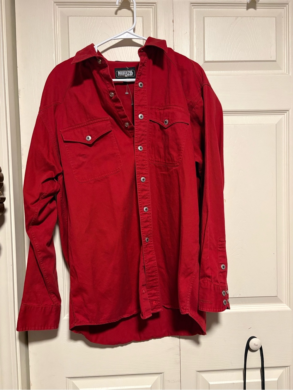 Red Long-Sleeve Button-Down Shirt by RESISTOL